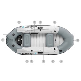 Ponton dmuchany Mariner 3 dla 3 osób wiosła pompka uchwyty na wędkę i silnik INTEX 68373