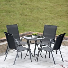Zestaw komplet 4 krzeseł ogrodowych na taras balkon szare MultiGarden