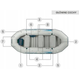 Ponton dmuchany Mariner 4 dla 4 osób wiosła pompka uchwyty na wędkę i silnik INTEX 68376