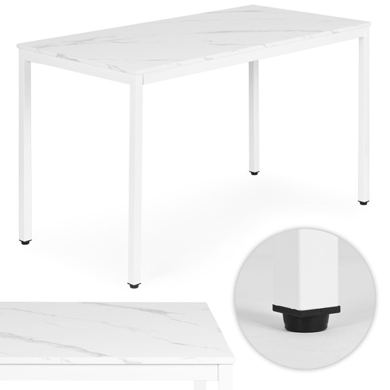 Stół do kuchni jadalni dla 4-5 osób biurko komputerowe 120x60 cm biały marmur ModernHome