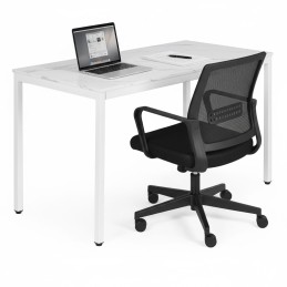 Stół do kuchni jadalni dla 4-5 osób biurko komputerowe 120x60 cm biały marmur ModernHome