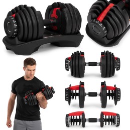 Hantel regulowany żeliwny z podstawką obciążenie 2,5-24 kg MOVEPRO