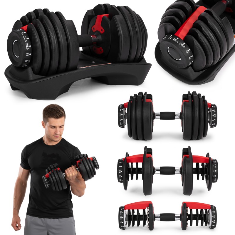 Hantel regulowany żeliwny z podstawką obciążenie 2,5-24 kg MOVEPRO