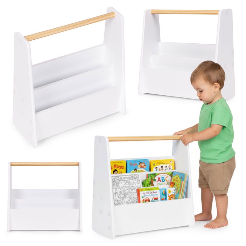 Biblioteczka dziecięca Montessori regał na książki organizer 2 poziomy biały ECOTOYS