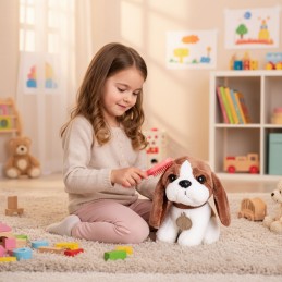 Pluszowy piesek w torebce beagle maskotka dla dziecka + szczotka do pielęgnacji