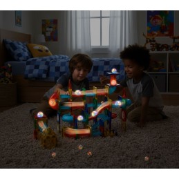Klocki magnetyczne tor kulkowy LED klocki konstrukcyjne kulodrom 105 elementów