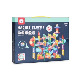Klocki magnetyczne tor kulkowy LED klocki konstrukcyjne kulodrom 105 elementów