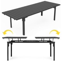 Stół ogrodowy rozkładany 180-240 cm do 12 os. stal HDPE szary MultiGarden