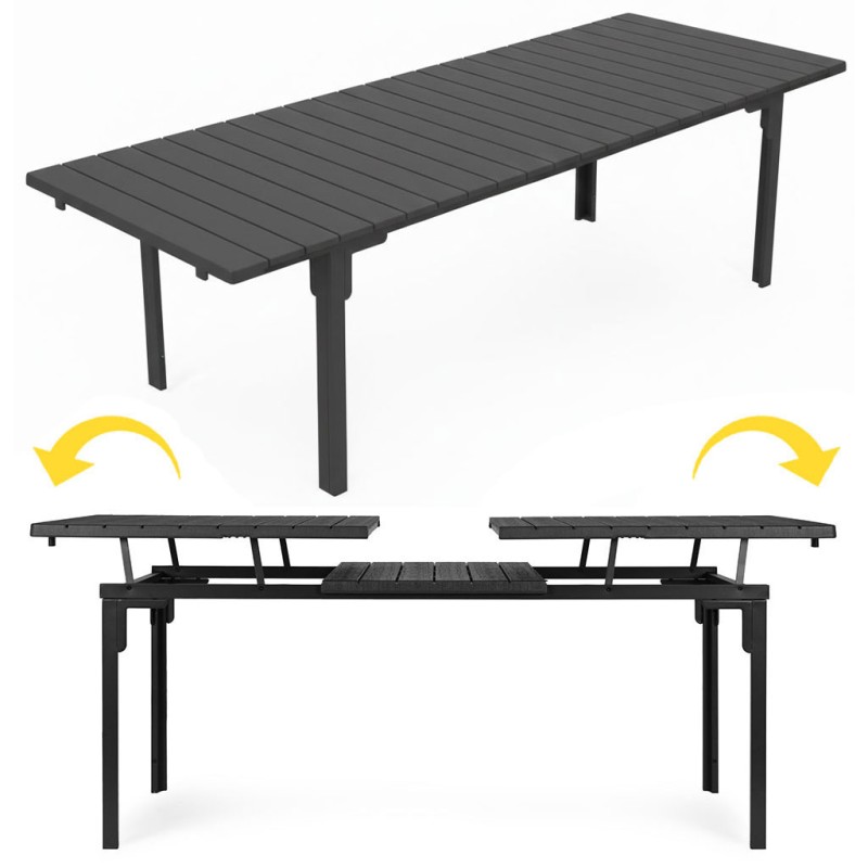 Stół ogrodowy rozkładany 180-240 cm do 12 os. stal HDPE szary MultiGarden