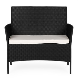 Sofa ogrodowa dwuosobowa z poduszką ławka na balkon taras ogród czarna MultiGarden