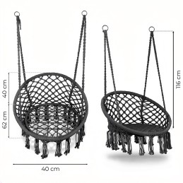 Fotel wiszący boho huśtawka ogrodowa bocianie gniazdo szary MultiGarden
