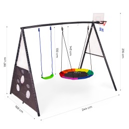 Plac zabaw dla dzieci huśtawka ogrodowa 4w1 kosz do koszykówki bocianie gniazdo ECOTOYS
