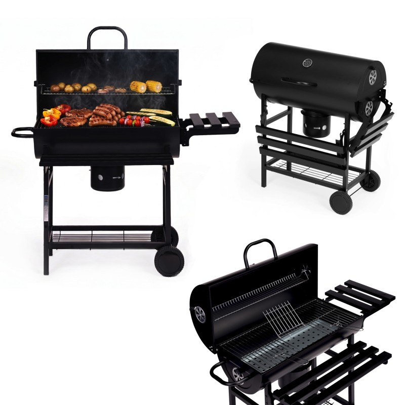 Grill węglowy ogrodowy z pokrywą termometr popielnik składane półki MultiGarden
