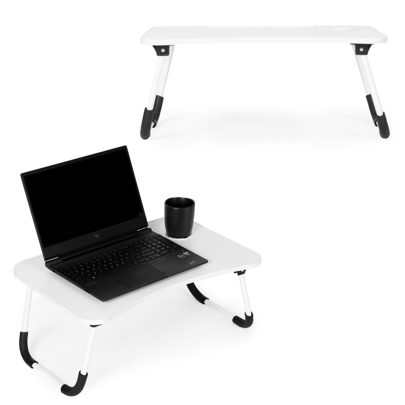 Podstawka pod laptopa składana stolik do łóżka 60x40 cm biała ModernHome