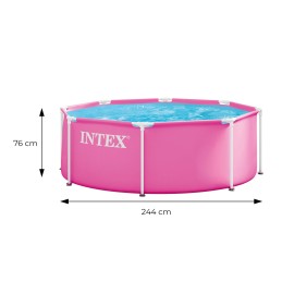 Basen stelażowy ogrodowy okrągły dla dzieci 244x76 cm różowy INTEX 28290ND
