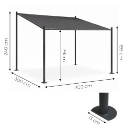 Pergola ogrodowa tarasowa 3x3 m stalowa altana zadaszenie szara MultiGarden