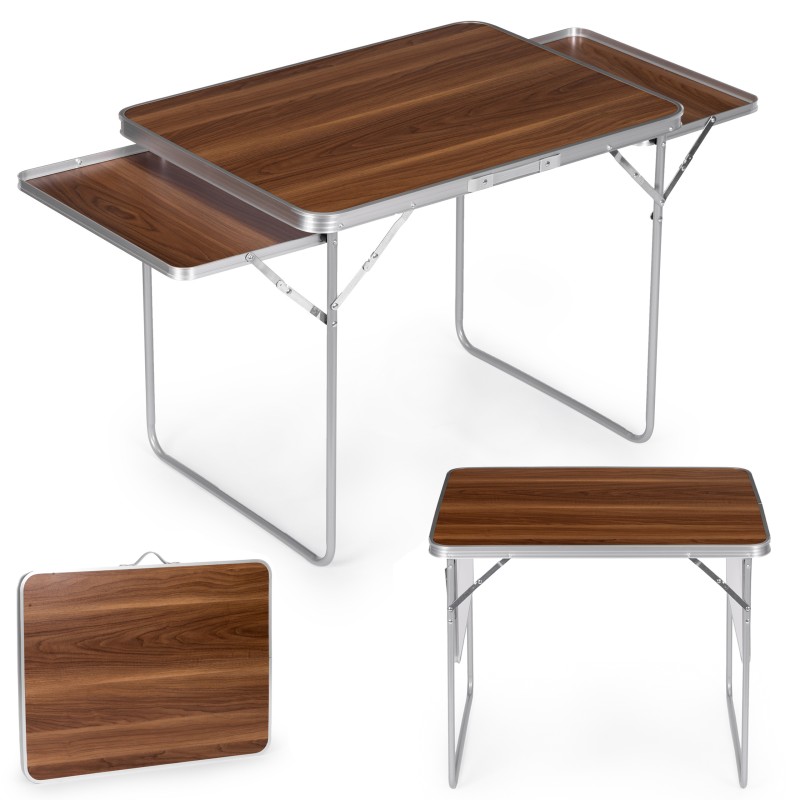 Stolik turystyczny 120x60 cm składany w walizkę 2 półki brązowy MultiGarden