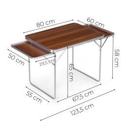 Stolik turystyczny 120x60 cm składany w walizkę 2 półki brązowy MultiGarden