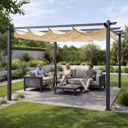 Pergola ogrodowa tarasowa 3x4 m stalowa altana zadaszenie beżowa MultiGarden