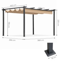 Pergola ogrodowa tarasowa 3x4 m stalowa altana zadaszenie beżowa MultiGarden
