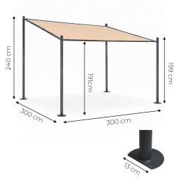 Pergola ogrodowa tarasowa 3x3 m stalowa altana zadaszenie beżowa MultiGarden