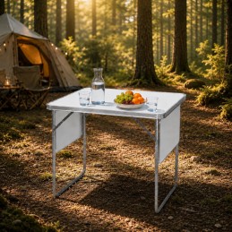 Stolik turystyczny 120x60 cm składany w walizkę 2 półki biały MultiGarden