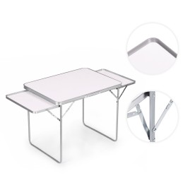 Stolik turystyczny 120x60 cm składany w walizkę 2 półki biały MultiGarden