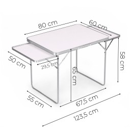 Stolik turystyczny 120x60 cm składany w walizkę 2 półki biały MultiGarden