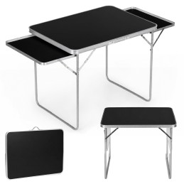Stolik turystyczny 120x60 cm składany w walizkę 2 półki czarny MultiGarden