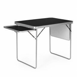 Stolik turystyczny 120x60 cm składany w walizkę 2 półki czarny MultiGarden