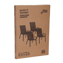 Zestaw 4x krzesło ogrodowe komplet na taras balkon czarne MultiGarden