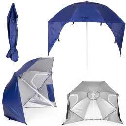 Parasol plażowy 2w1 namiot ze ściankami regulowany 125-200 cm niebieski MultiGarden