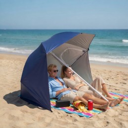 Parasol plażowy 2w1 namiot ze ściankami regulowany 125-200 cm niebieski MultiGarden
