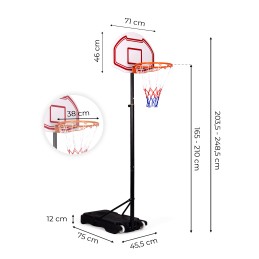 Kosz do koszykówki regulowany do 210 cm wolnostojący tablica obręcz MOVEPRO