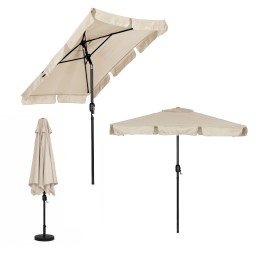 Prostokątny duży parasol ogrodowy skośny łamany z korbą beżowy 200x130 cm MultiGarden