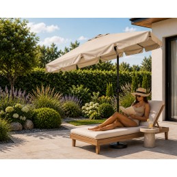 Prostokątny duży parasol ogrodowy skośny łamany z korbą beżowy 200x130 cm MultiGarden
