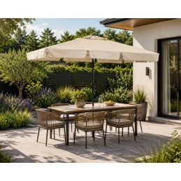 Prostokątny duży parasol ogrodowy skośny łamany z korbą beżowy 200x130 cm MultiGarden