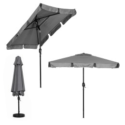 Prostokątny duży parasol ogrodowy skośny łamany z korbą szary 200x130 cm MultiGarden