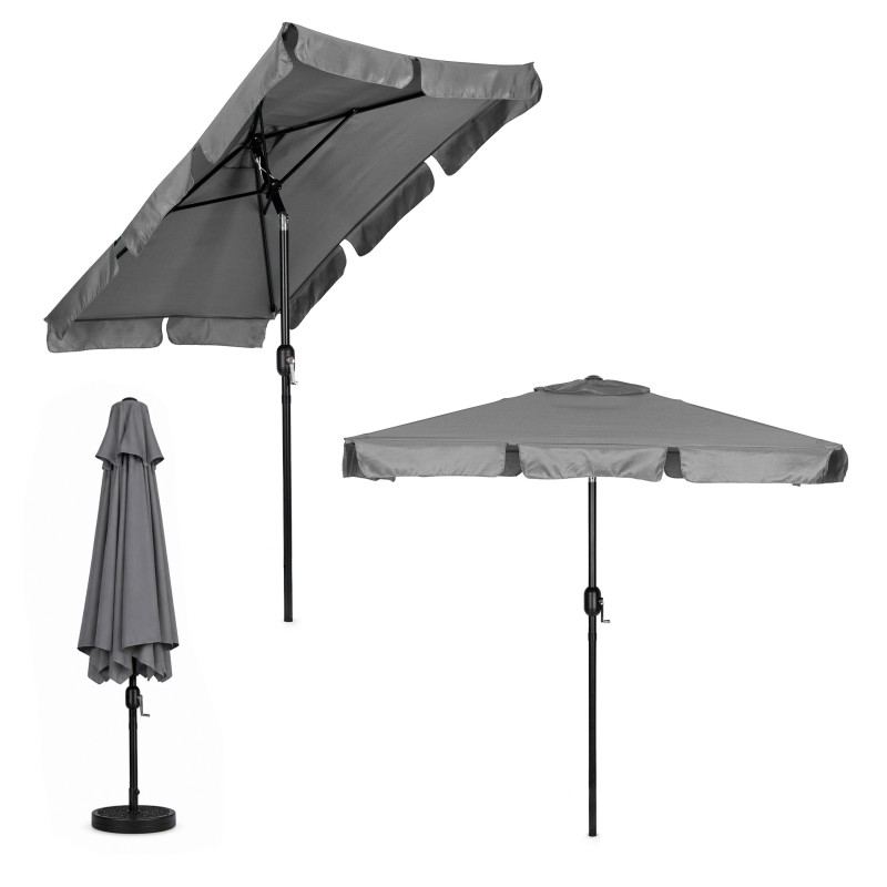 Prostokątny duży parasol ogrodowy skośny łamany z korbą szary 200x130 cm MultiGarden