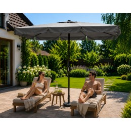Prostokątny duży parasol ogrodowy skośny łamany z korbą szary 200x130 cm MultiGarden