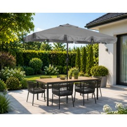 Prostokątny duży parasol ogrodowy skośny łamany z korbą szary 200x130 cm MultiGarden