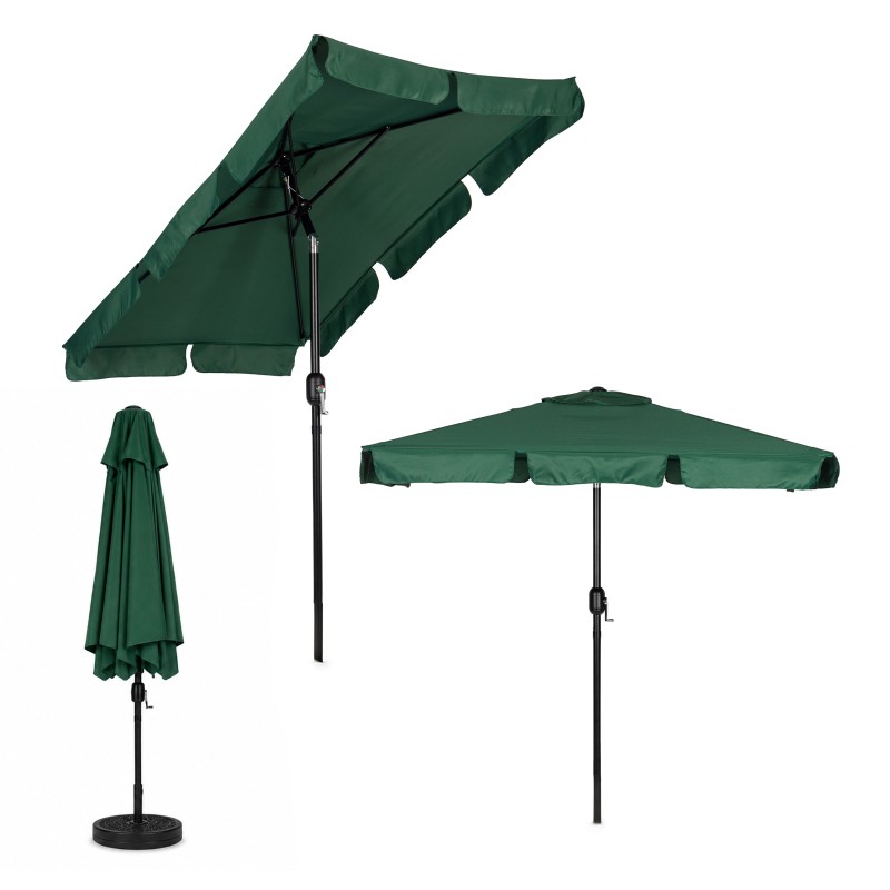 Prostokątny duży parasol ogrodowy skośny łamany z korbą zielony 200x130 cm MultiGarden