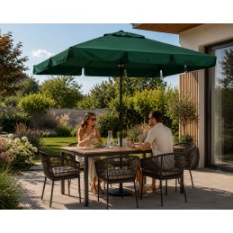 Prostokątny duży parasol ogrodowy skośny łamany z korbą zielony 200x130 cm MultiGarden