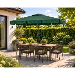 Prostokątny duży parasol ogrodowy skośny łamany z korbą zielony 200x130 cm MultiGarden