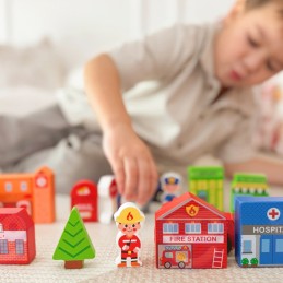 TOOKY TOY Drewniany Zestaw Budynków i Figurek Miasto