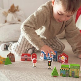 TOOKY TOY Drewniany Zestaw Budynków i Figurek Miasto