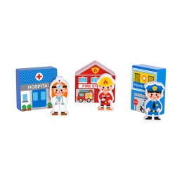 TOOKY TOY Drewniany Zestaw Budynków i Figurek Miasto