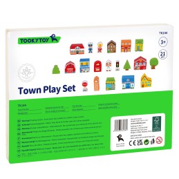 TOOKY TOY Drewniany Zestaw Budynków i Figurek Miasto