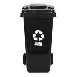 Zestaw 4 koszy na śmieci pojemniki 4x120L niebieski zielony żółty czarny makulatura szkło plastik odpady zmieszane gumowe koła