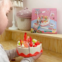WOOPIE Tort Urodzinowy do Krojenia na Rzepy Świecąca Świeczka Owoce 40el